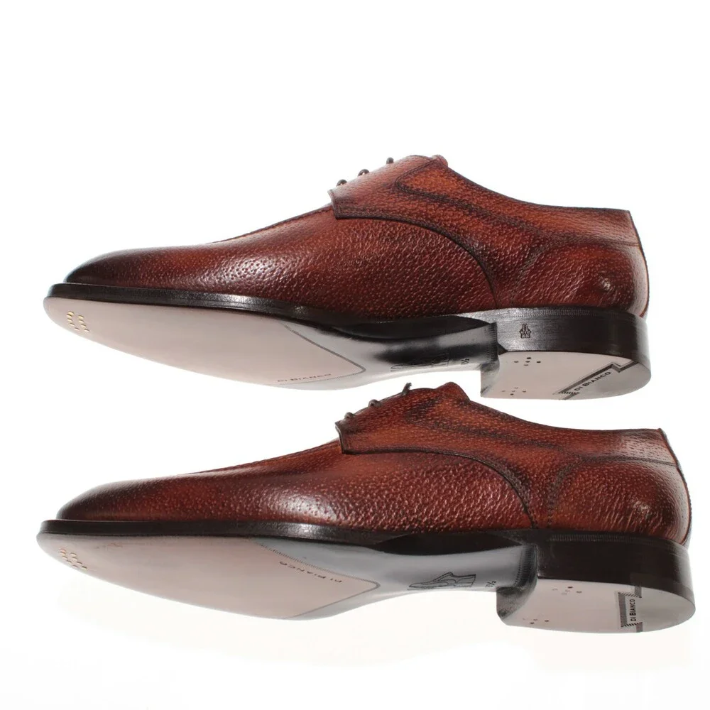 Di Bianco NWB Derby Dress Shoes Size 42.5 (US 9.5) in Brown Peccary Leather